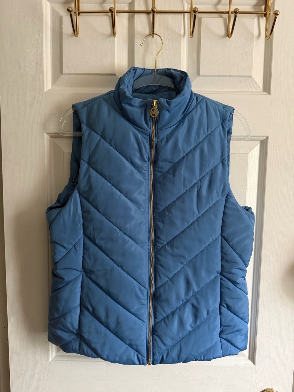 Michael Kors Women's Quilted Puffer Vest - Blue - Large